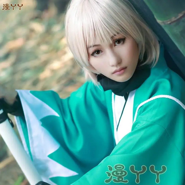 Женское кимоно для косплея Okita Souji Cos зеленое аниме Fate/Grand Order Сакура саблей
