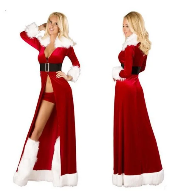 

Hot Women Sexy Christmas Cosplay Costumes Halloween Festival Uniform Long Dress Santa Clause for Women Sexy Lingerie