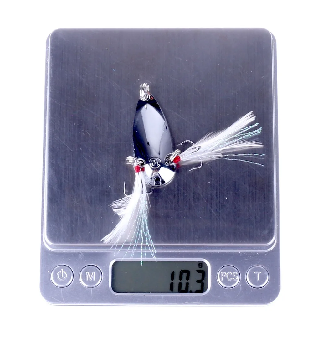 Hengjia Колеблющаяся блесна серебро Цвет Спиннинг ложка приманка 4.5cm10g с перьевая