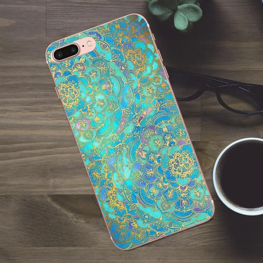 Мягкий ТПУ рисунок бирюза Мандала X кружевное дерево для Huawei G8 Honor 5C 5X 6 6X 7 8 9 Y5II Mate P7