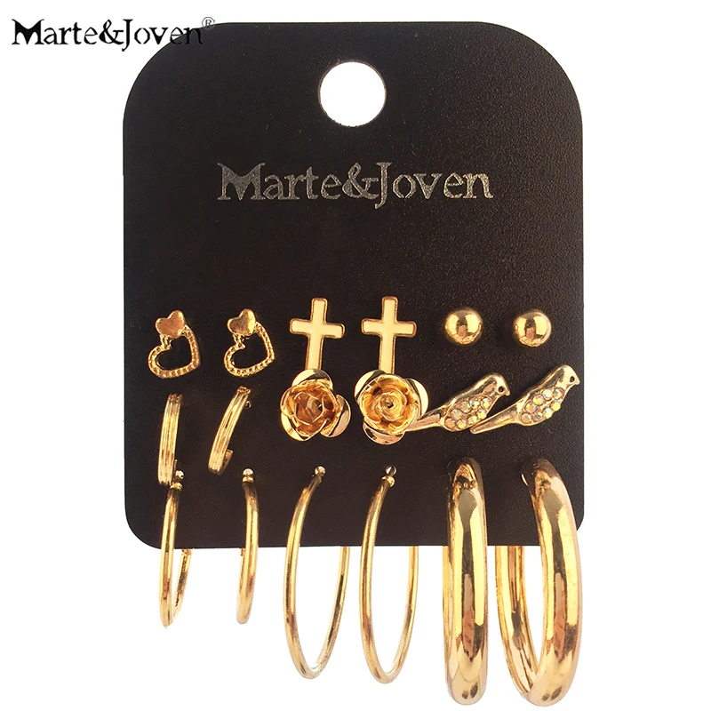 Marte & Joven модный Комплект сережек для женщин и девочек с кристаллами в виде