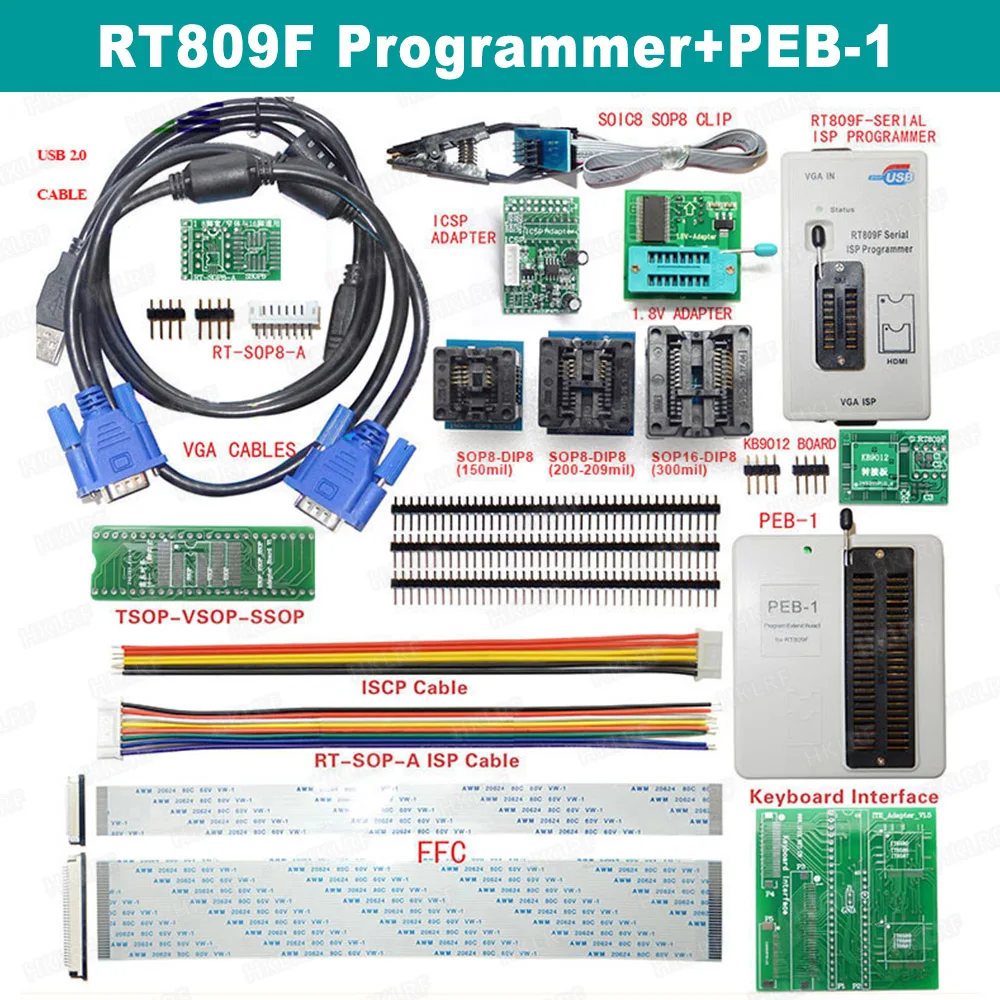 RT809F ISP программист с PEB-1 плата ISP ЖК-программист+ SOP8 IC тестовый зажим 1,8 в адаптер TSSOP8 EDID линия чтения