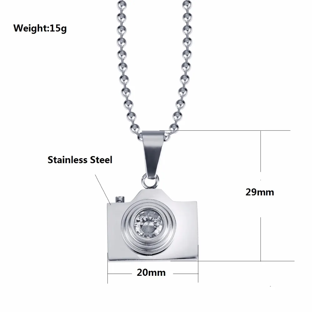 New Fashion Jewelry Camera Necklaces Pendants Black / Steel Colors Lovely Stainless |