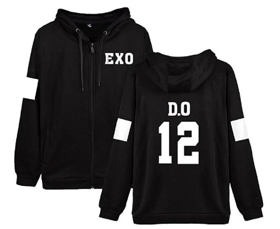 Mainlead Новая мода K-pop EXO толстовка на молнии Kris Suho Tao Chen пуловер пальто с капюшоном |