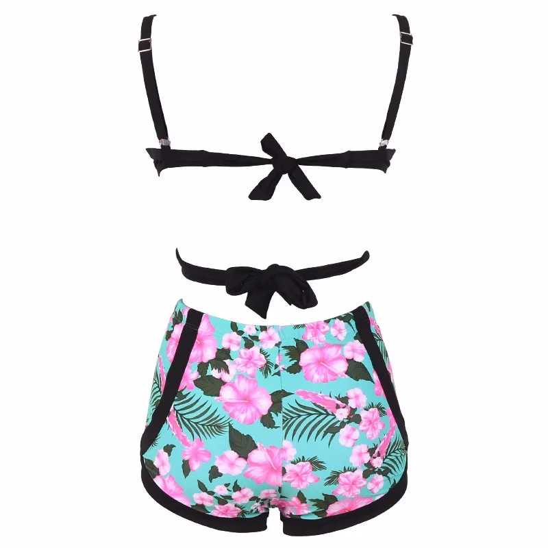 Купальный костюм с высокой талией 2019 бикини женская одежда для плавания принт