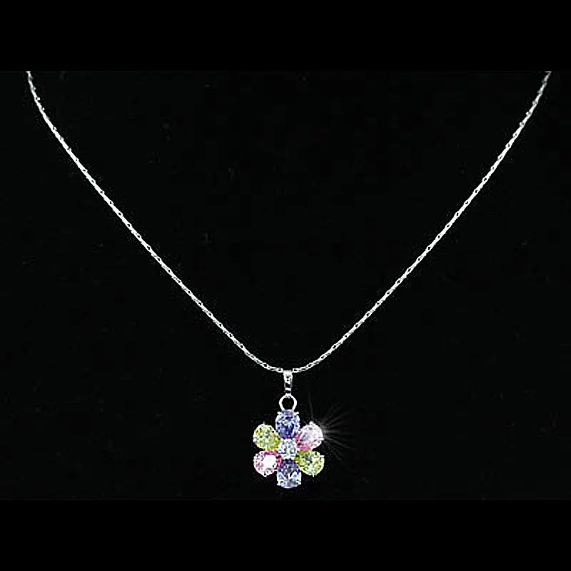 Павлин звезда Многоцветный CZ цветок кулон и ожерелье CSN300|flower pendant|necklaces & pendantsnecklace
