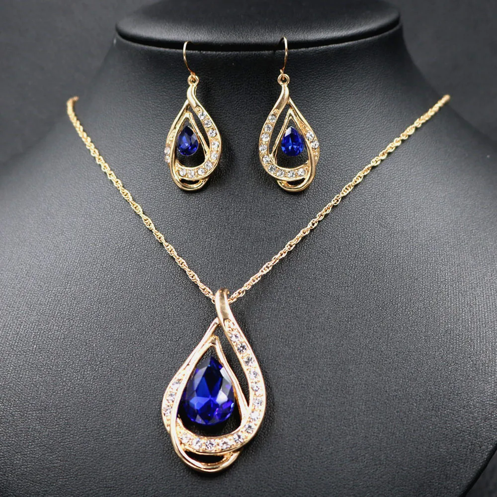 Комплект из колье и серёг с кристаллами 5 цветов|earrings set for women|necklace earring setset women |