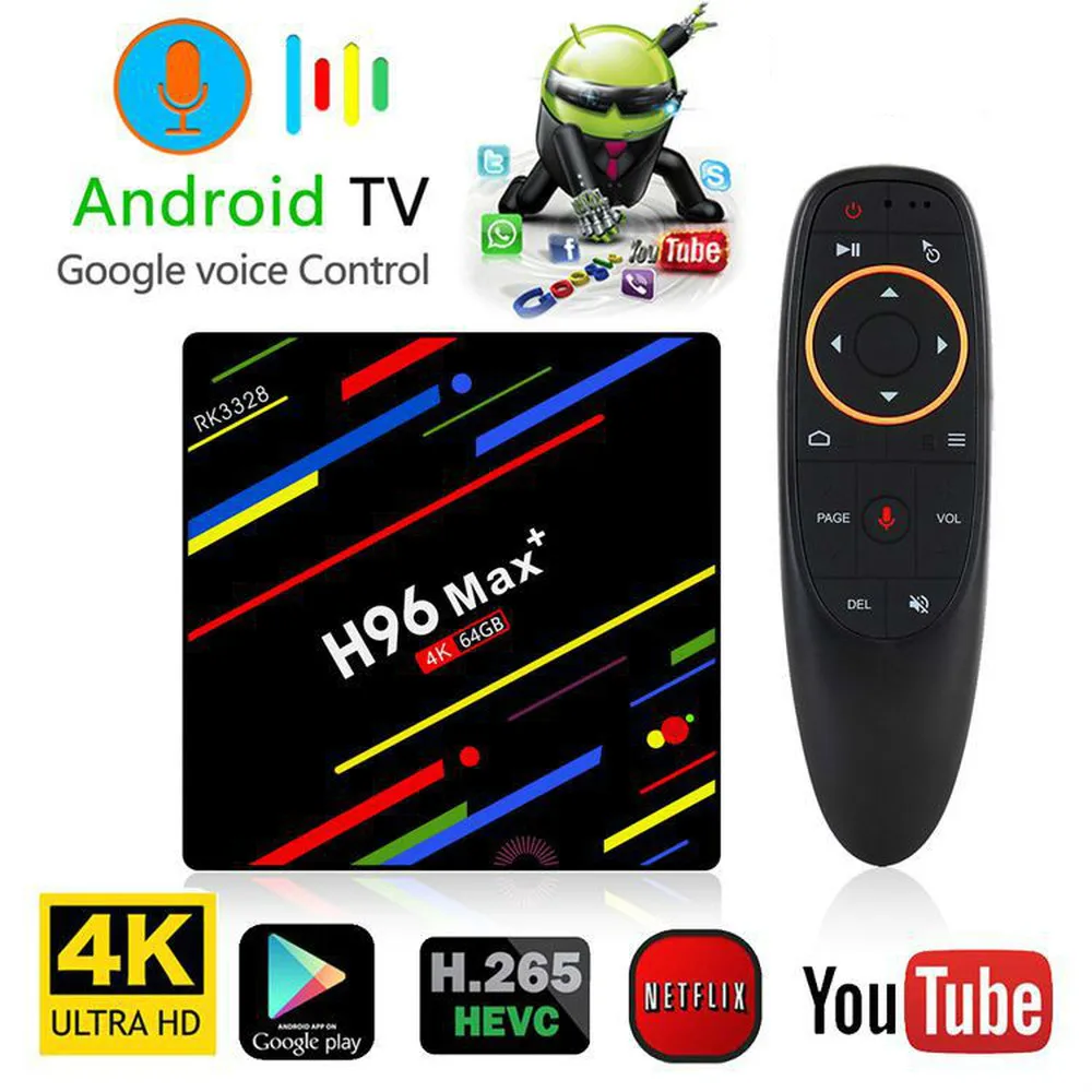 GRWIBEOU Android 8 1 Smart tv BOX RK3328 4G 64G ТВ приемник 4 K Bluetooth Wifi Сеть Ethernet медиаплеер быстрый