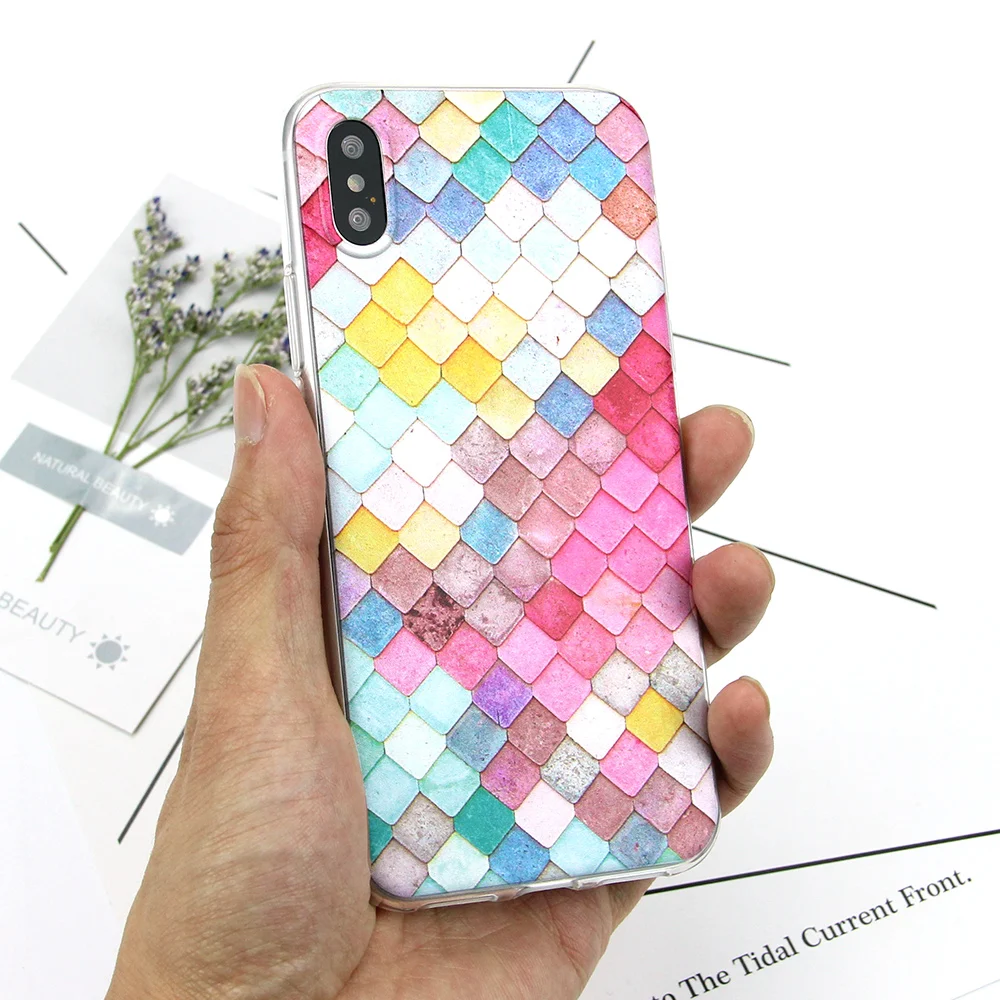 MISSCASE Phone Case for iPhone X 7 6 6s 8 Plus 5s Soft Silicone Lattice Painted Cover Fitted 5 5S SE |