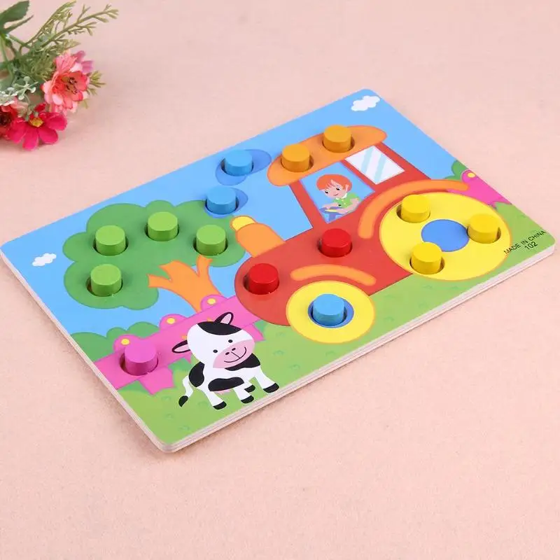 Новые Деревянные 3D головоломки игрушки Мультяшные вещи цветные познавательные Настольные Игры развивающие игрушки для детей деревянные пазлы детские игрушки