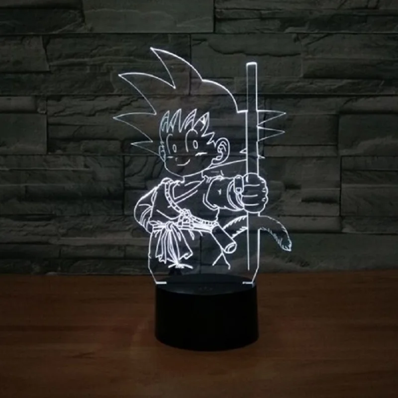 Жемчуг дракона детский Сон Гоку 3D Светодиодная лампа модель игрушек аниме цвет