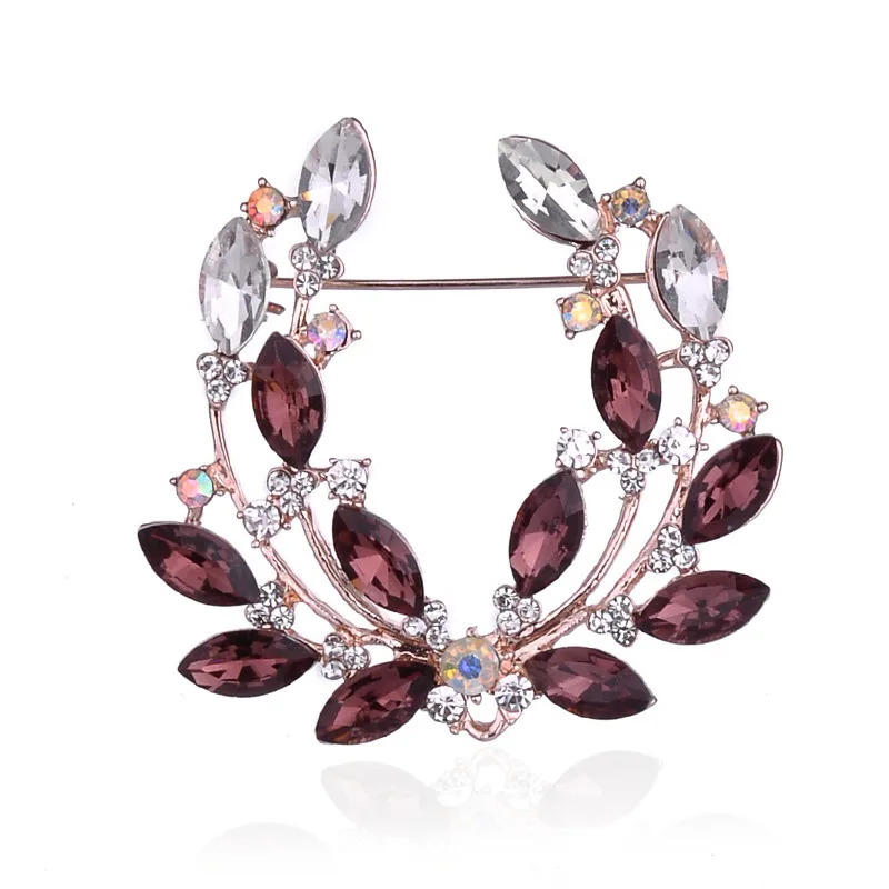 LUBOV Новая красочная брошь с кристаллами и листьями аксессуары для одежды
