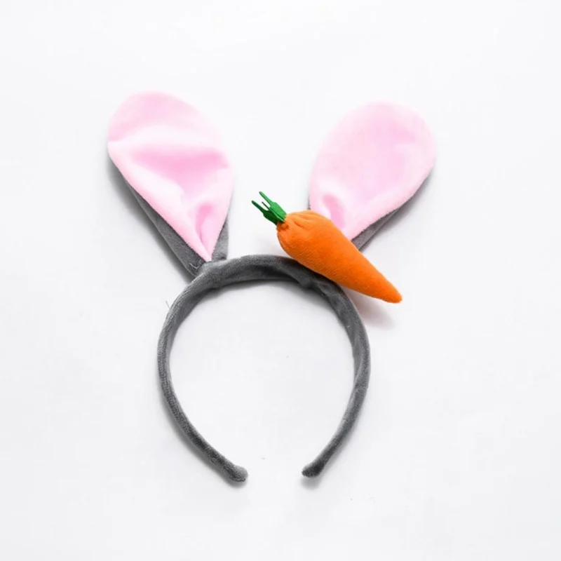 T1074-gray carrot Taoup Милая Пасхальная повязка на голову с кроликом для детей, украшения для вечеринки на день рождения, украшения для детей «сделай сам», украшения на Пасху для девочек - Цвет: T1074-gray carrot