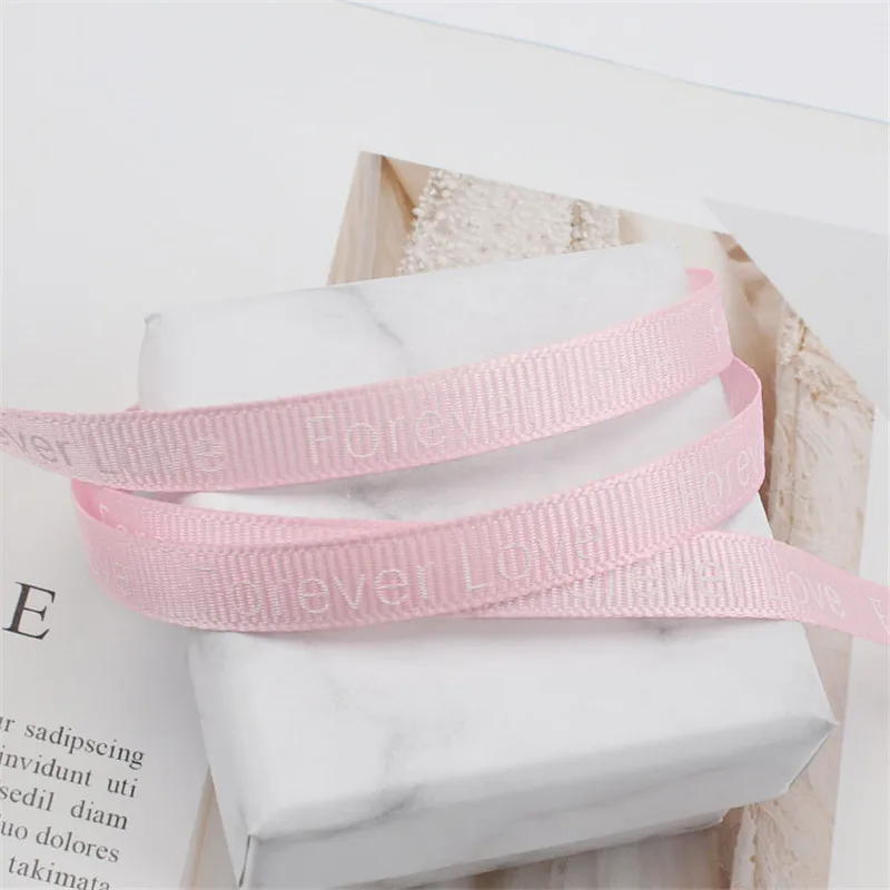 Light Pink Ribbed 1 см ширина 5 ярдов-45 ярдов Цветочная ребристая полиэфирная лента День Святого Валентина цветок подарочная коробка декоративная лента ручной работы diy материал - Цвет: Light Pink Ribbed