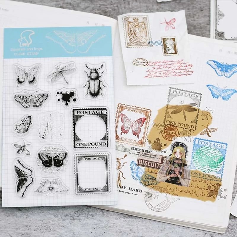 vintage plant insect transparent silicone clear stamp for scrapbooking album DIY craft decoration rubber stationery | Канцтовары для