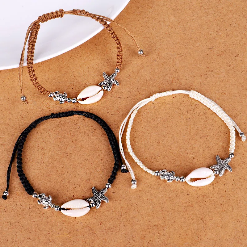 Бусины из натуральных раковин браслет для женщин морская черепаха с подвесками