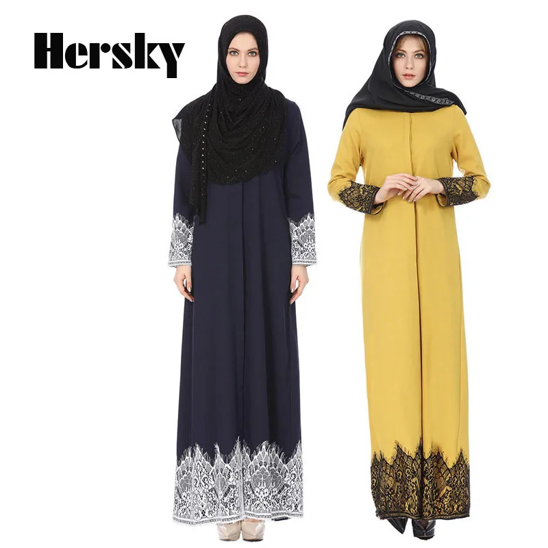 2019 Новая мода вышивка abaya Дубайский мусульманский женское кружевное платье