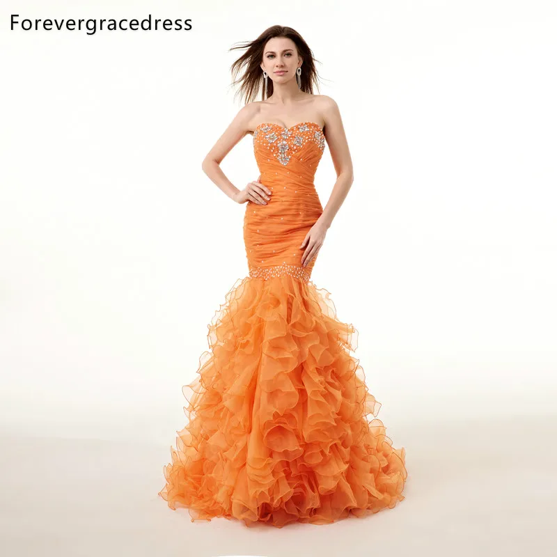 Forevergracedress реальные фотографии великолепный оранжевый платье для выпускного
