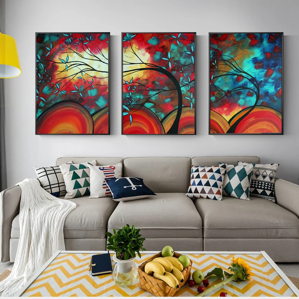 

Abstract Starry Tree Canvas Art Prints 3 Panles Modern Starry Night Canvas Paintings Wall Art Modular Pictures For Living Room