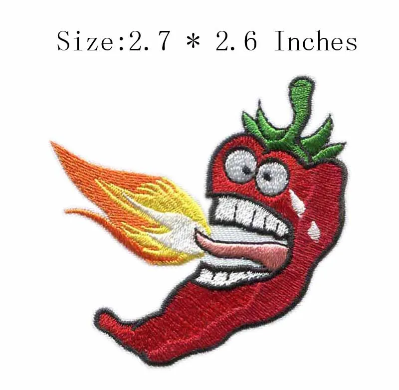 

Fire with a pepper 2.7" wide embroidery patch for hot/scared/dazed