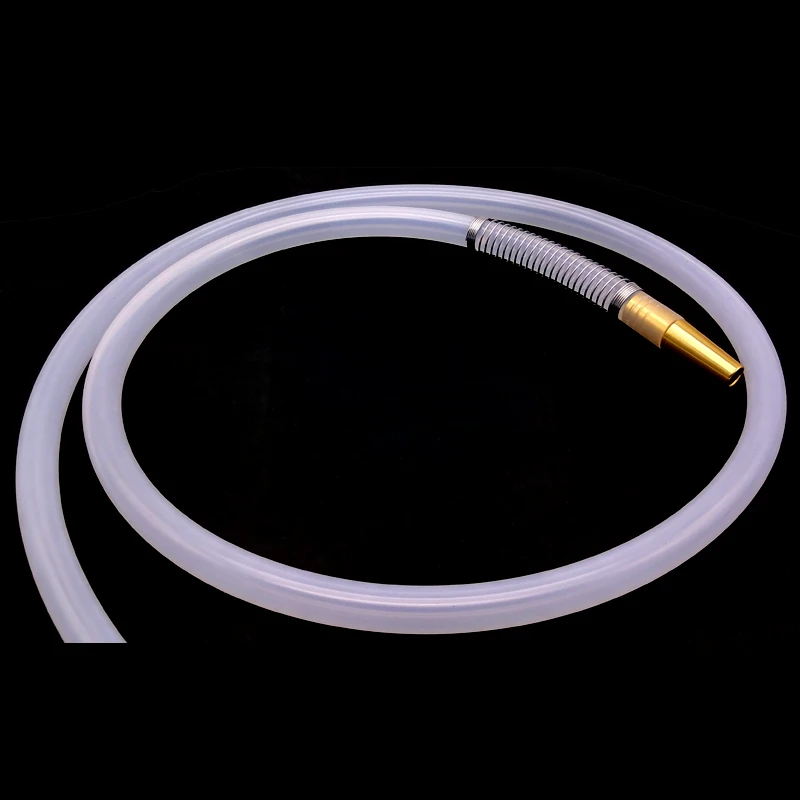 Золотая ручка и прозрачный белый силиконовый шланг с пружиной для кальяна