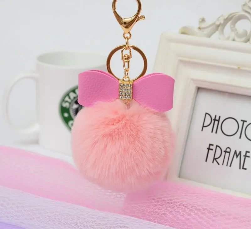 Бесплатная доставка Меха Pom jewelrys Лук помпон Горный Хрусталь кожа Мех Кролика Мяч
