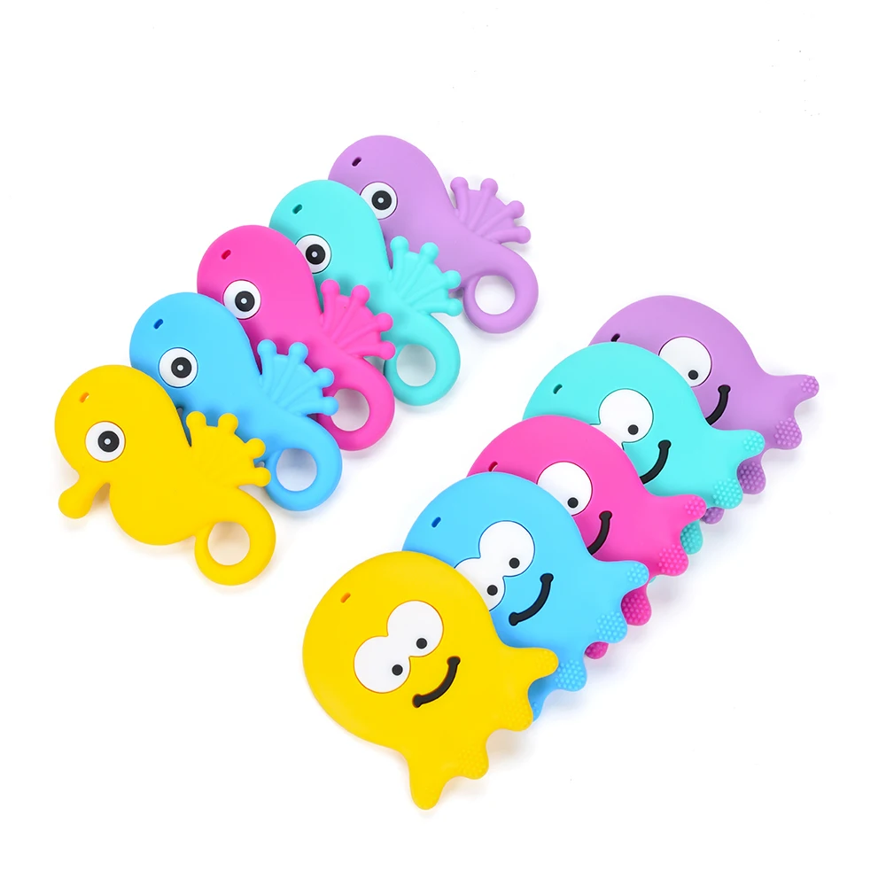 1 шт. силиконовая подвеска Seahorse 5 цветов Прорезыватель для зубов ожерелье без БФА