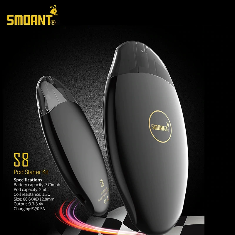 Оригинальный стартовый набор Smoant S8 вейп с емкостью 2 мл 370 мАч картриджей для