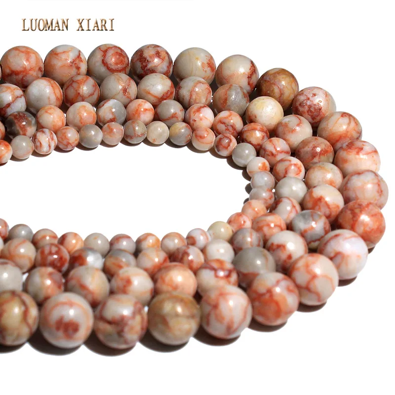 Круглые бусины красного цвета Пикассо для изготовления ювелирных украшений