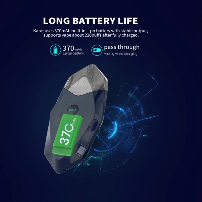 Оригинальный Smoant Karat 370 мАч комплект Pod стартовый набор для вейпинга с 2 мл quartzt