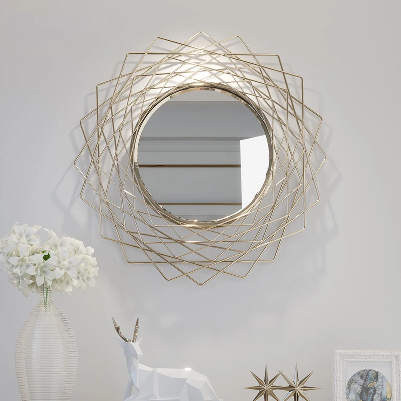 

Modern Wrought Iron Decorative Mirror Wall Mural Ornaments Home Livingroom Wall Hanging Accessories Hotel Culb 3D Wall Sticker