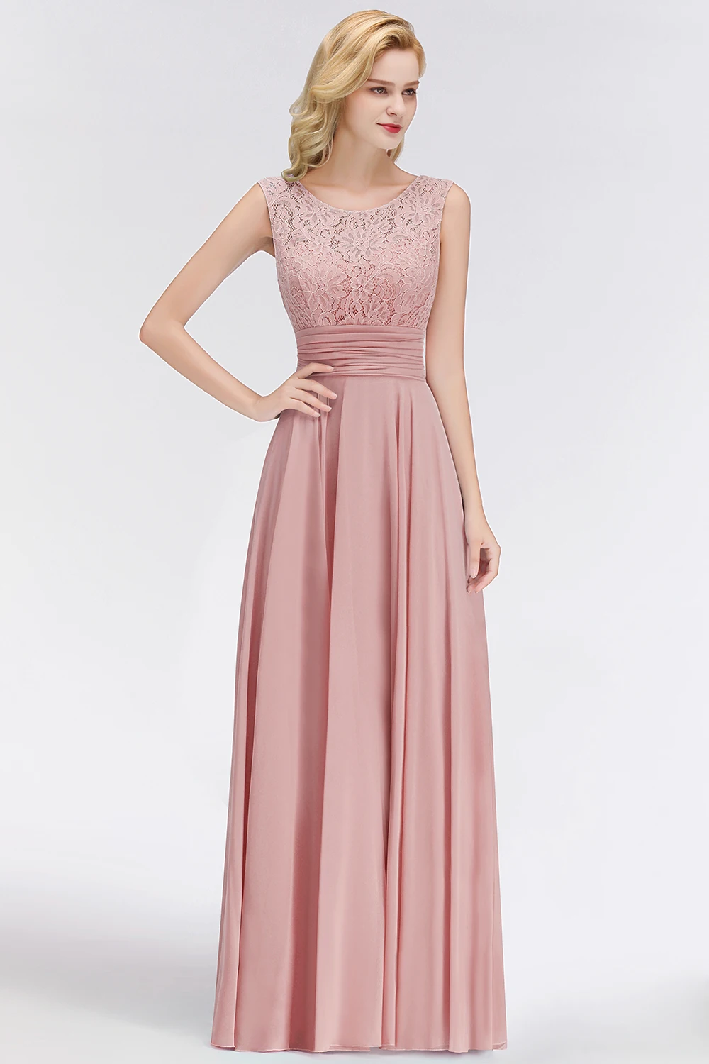 Vestido dama de honor Dusty розовые кружевные платья подружки невесты длинные сексуальные