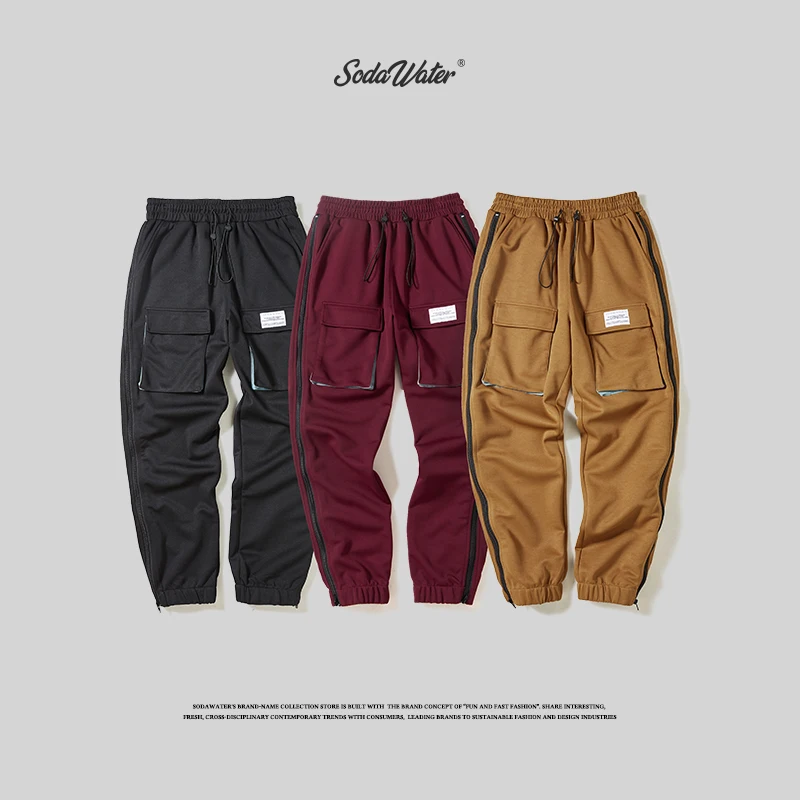 

SODAWATER Men Side Zipper Sweatpants Streetwear 2019 Autumn Harem Pants Hip Hop Front Pocket Long Trouser Men Jogger Pants 9356S