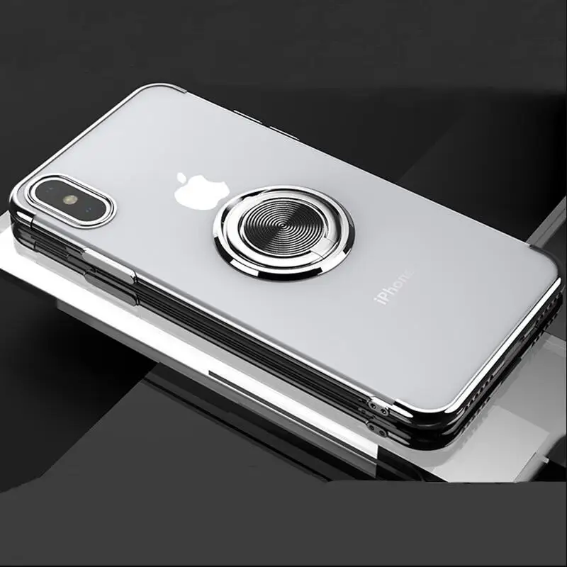 Silver Магнитный кронштейн палец прозрачное покрытие чехол для samsung Galaxy J4 J6 J8 S8 S9 S10 Lite Plus S6 S7 Edge Note 8 9 крышка - Цвет: Silver