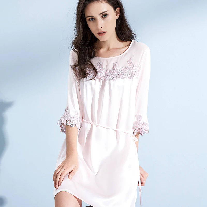 Женские шелковые ночные рубашки из 100% натурального шелка ночная рубашка с