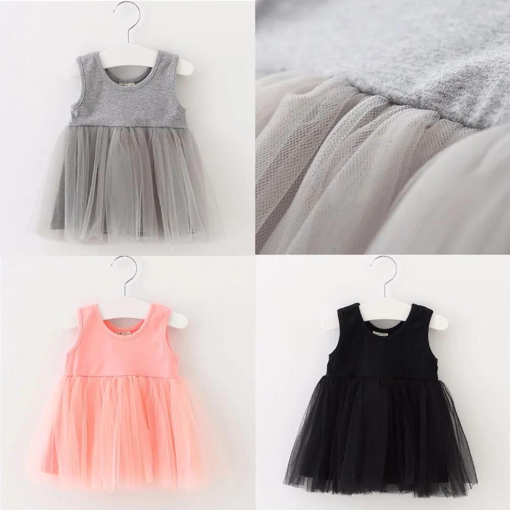 Baby Girls Dress Tulle Dresses For Girl Party Kids Back Lace O Neck Evening 2017 summer Princess Brithday | Детская одежда и обувь