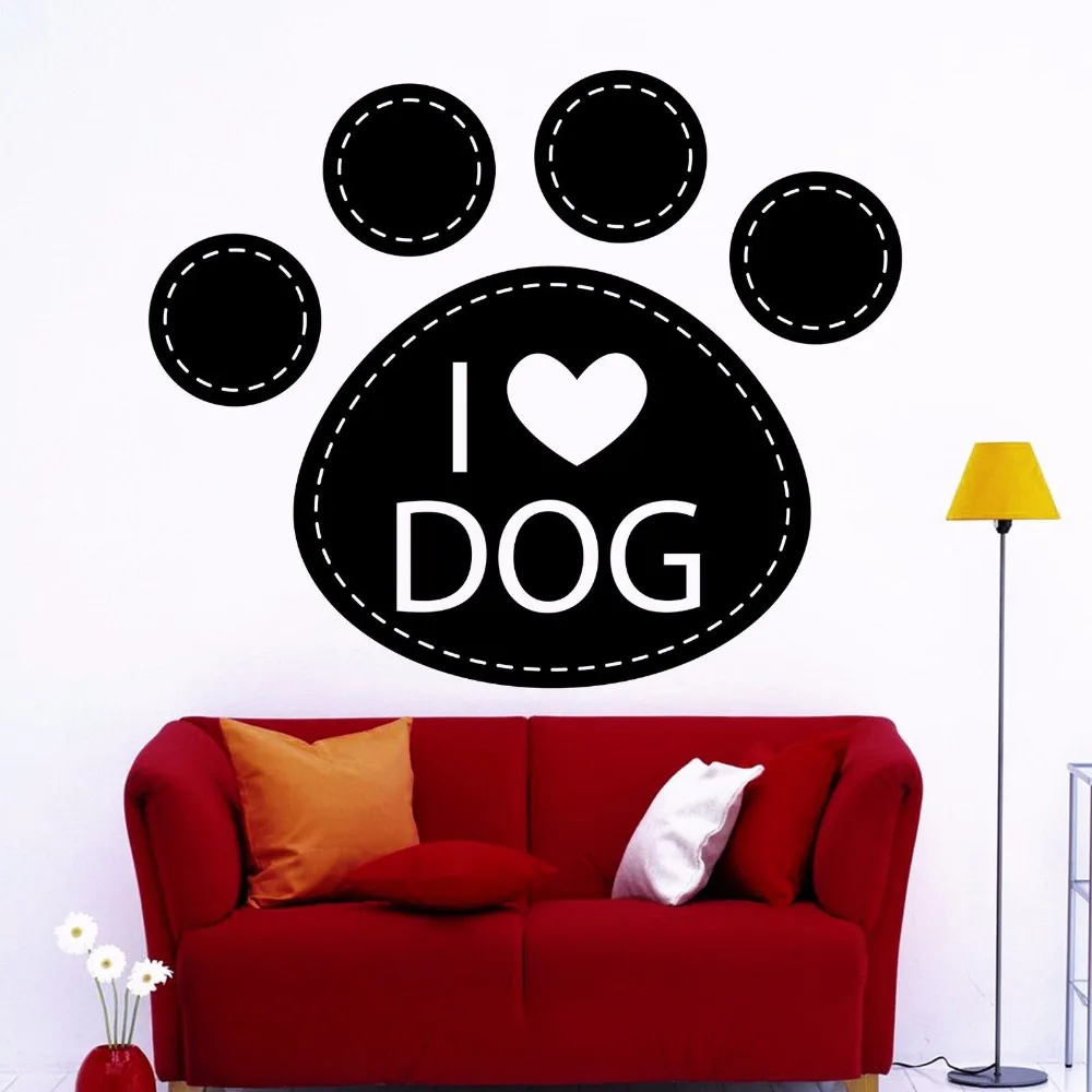 &quotСобачья лапа&quot любовь виниловые наклейки на стены Стикеры s я люблю собак Pet Shop