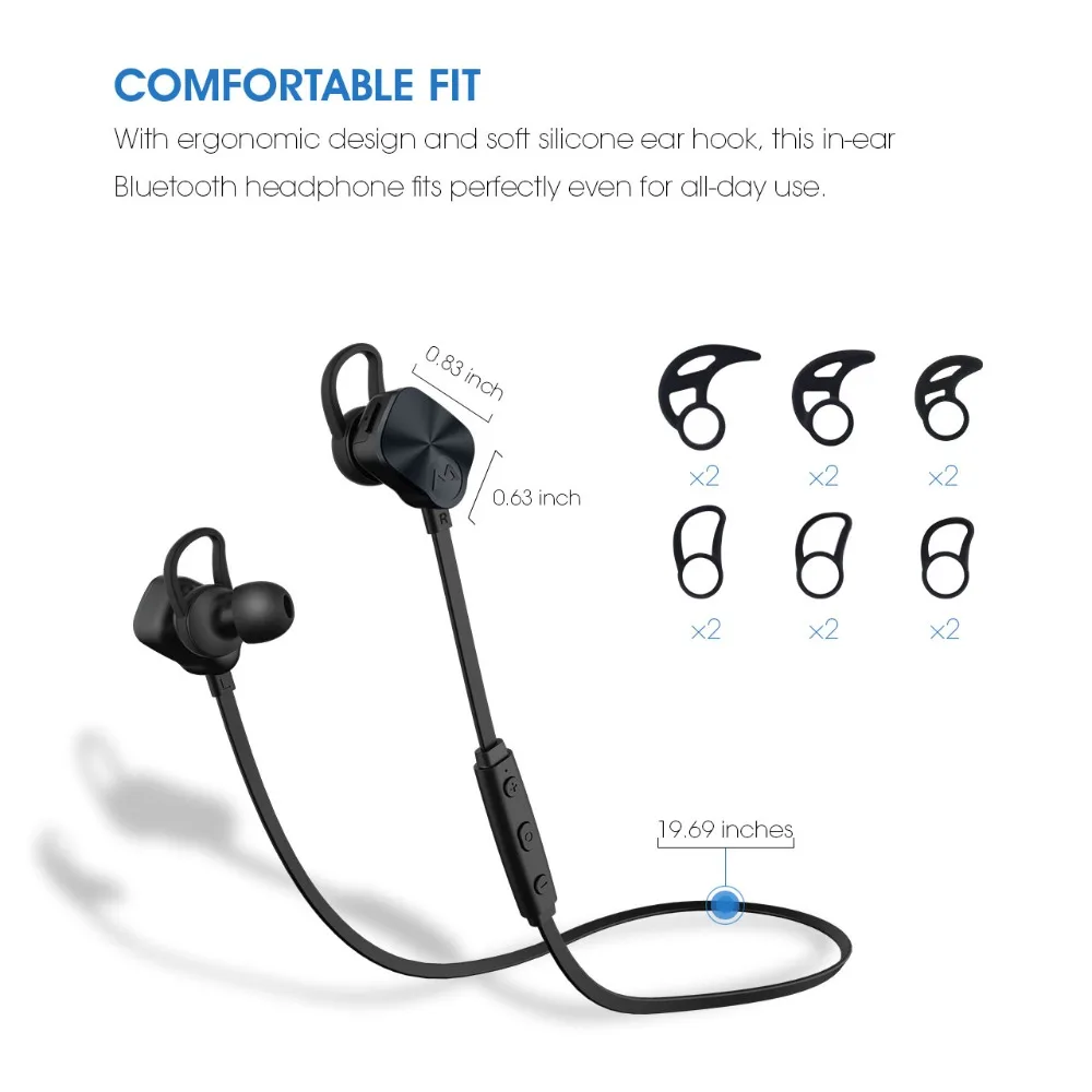 Беспроводные наушники Mpow MBH29 Bluetooth 4 1 вкладыши с дистанционным управлением и