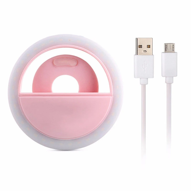 Портативная вспышка со светодиодной USB зарядкой для фотосъемки с кольцом селфи