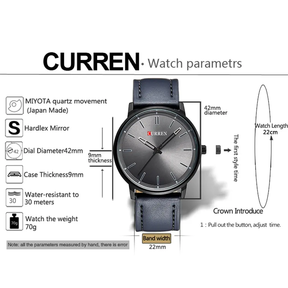 CURREN 8233 Relogio Masculino Дата кожаные повседневные часы мужские Роскошные Кварцевые