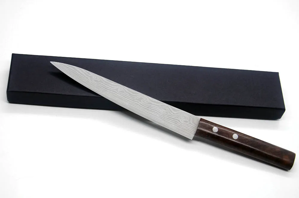 Горячий японский 8 дюймовый кухонный нож sashimi для лосося нарезки 5Cr15mov дамасский