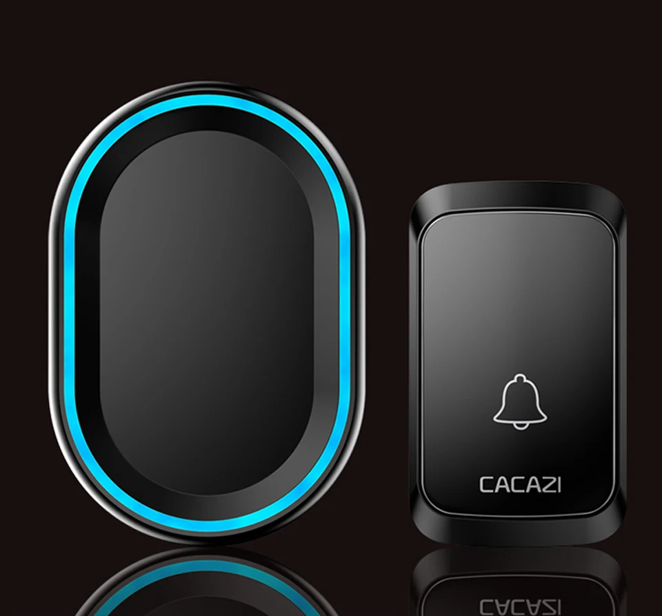 CACAZI дома беспроводной Intelligent дверные светодиодный звонки LED ночь легкий колокольчик водостойкий 58 куранты 300 м удаленного 3 кнопки 1 приемник США ЕС Plug