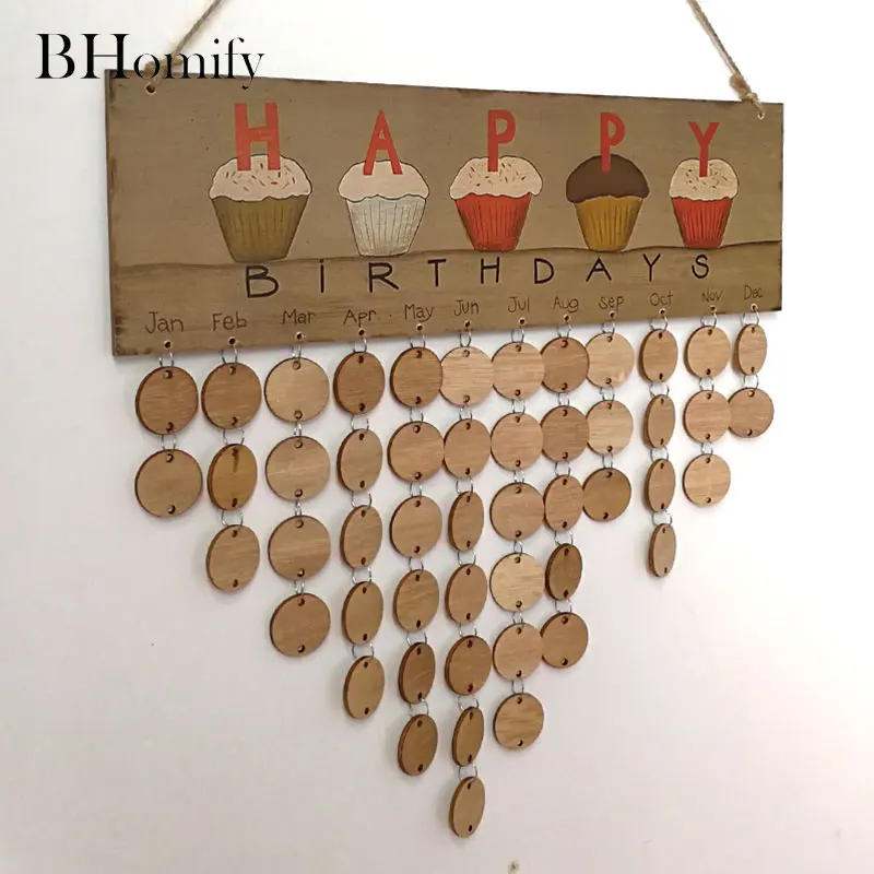 Bhomify DIY деревянный С Днем Рождения Декор календарь доска Happy Cake знак особые даты