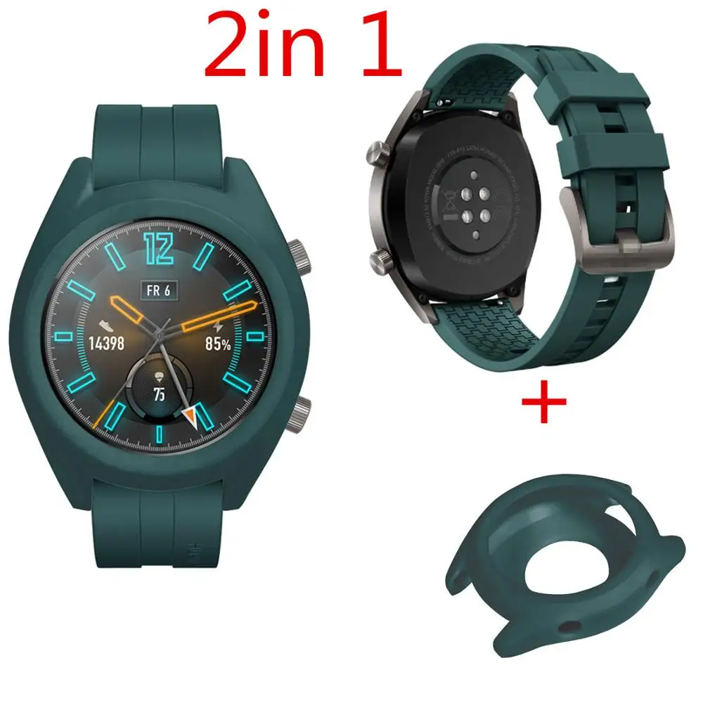 2в1 для Huawei Watch GT ремешок Смарт часы силиконовый + чехол Чехол ударопрочный