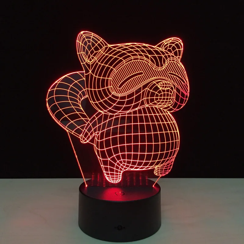 Цветной ночник в виде кошки с 3D иллюзией акриловый светодиодный светильник для