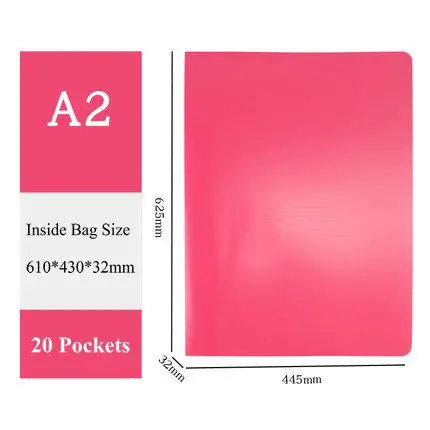 20 Pockets A2 бумажный Органайзер буклет Мульти Карманный мешок для документов рисунки картины дисплей книга - Цвет: 20 Pockets