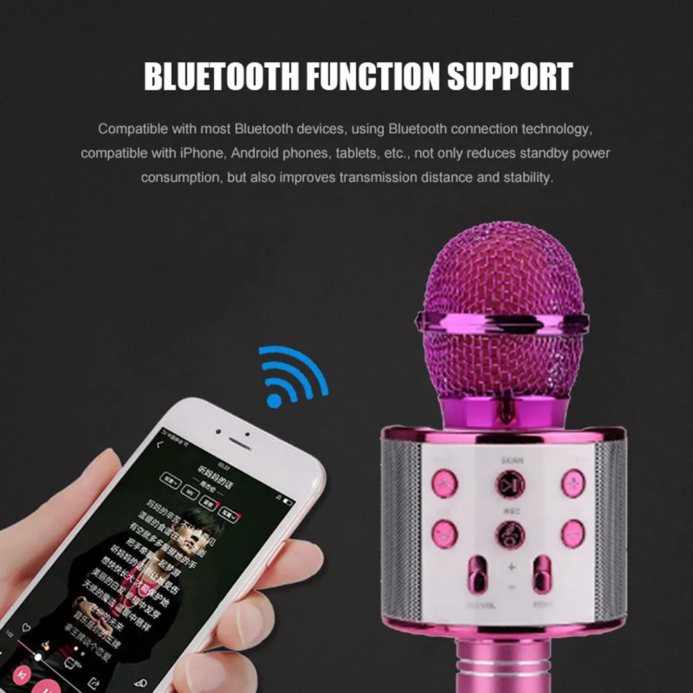 Bluetooth беспроводной микрофон динамик ручной микрофон караоке микрофон музыкальный плеер для вокала, с рекордером KTV караоке микрофон