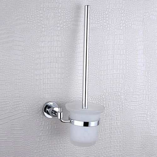 Toilet Brush Holder Хромированный набор аксессуаров для ванной комнаты, настенный держатель для туалетной щетки, держатель для ванной комнаты, для душа, мыльница, стеклянный диспенсер для жидкого мыла, крючок для халата - Цвет: Toilet Brush Holder