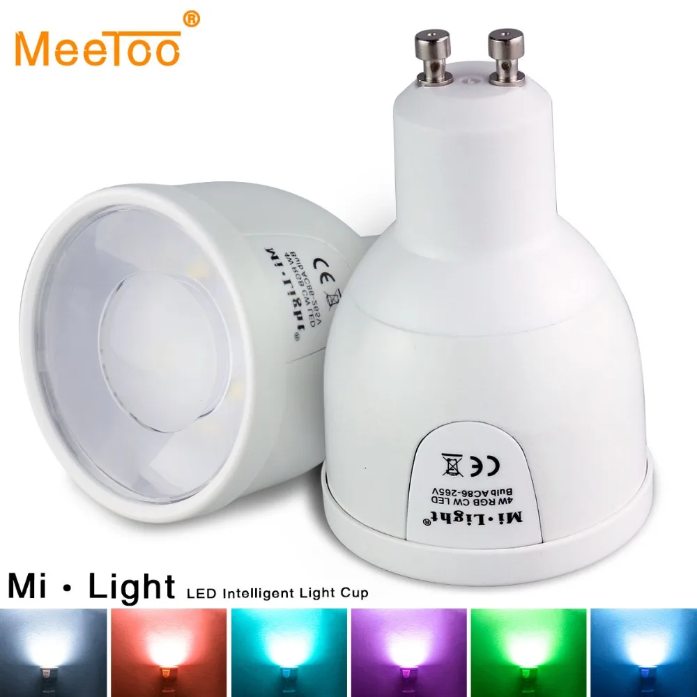 4 шт. с регулируемой яркостью Mi Light GU10 E27 светодиодная лампа Вт 6 9 MiLight RGB