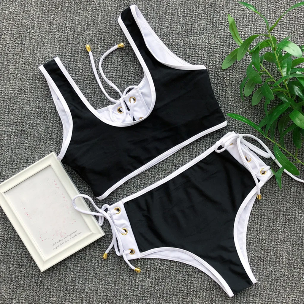 Women Patchwork Bikini lace Set Swimsuit Two Piece Bra Swimwear Beachwear costumi da bagno donna swimming suit for women | Спорт и